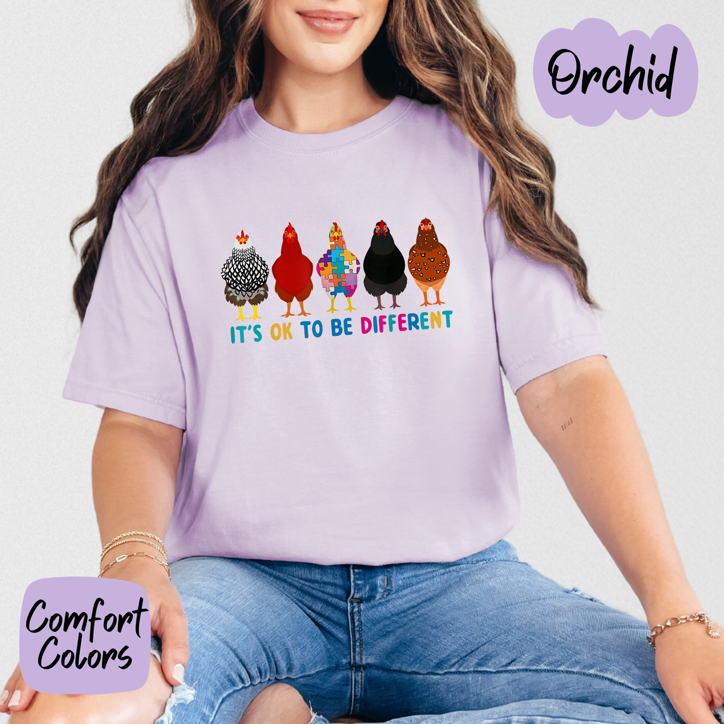 It's Ok to be Different Autism Chickens Comfort Colors T-Shirt