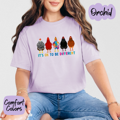 It's Ok to be Different Autism Chickens Comfort Colors T-Shirt