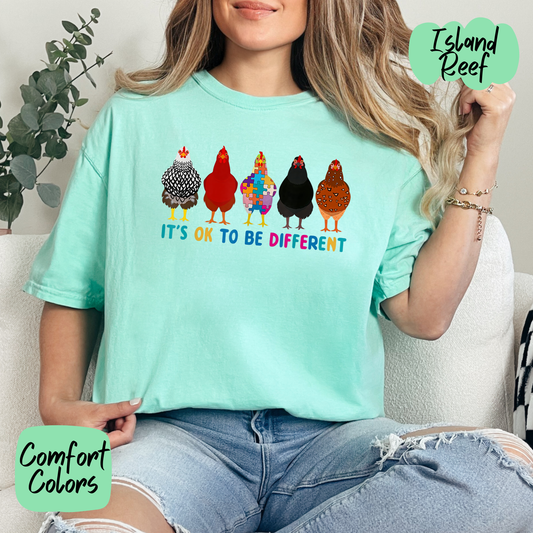 It's Ok to be Different Autism Chickens Comfort Colors T-Shirt