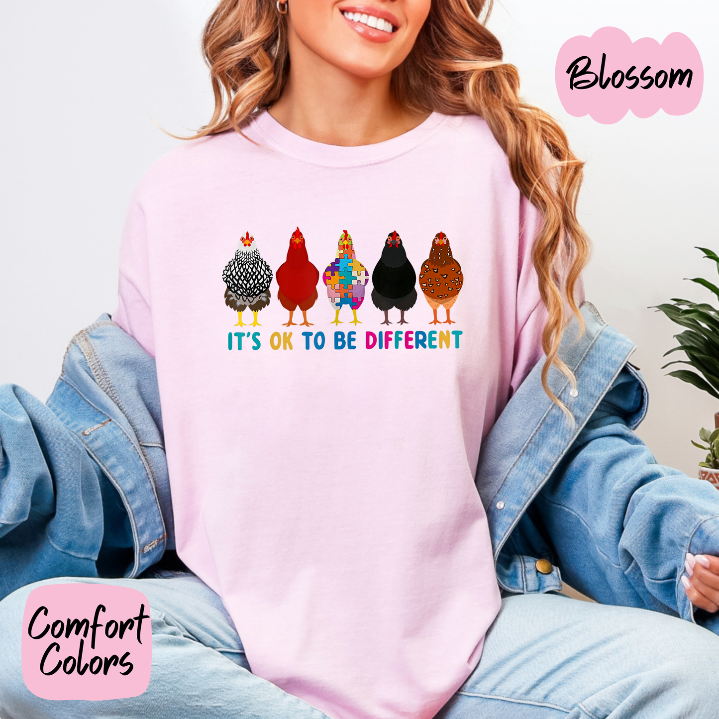It's Ok to be Different Autism Chickens Comfort Colors T-Shirt