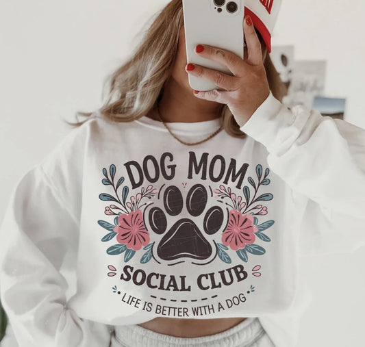 Dog Mom Social Club Shirt ~Glitter~