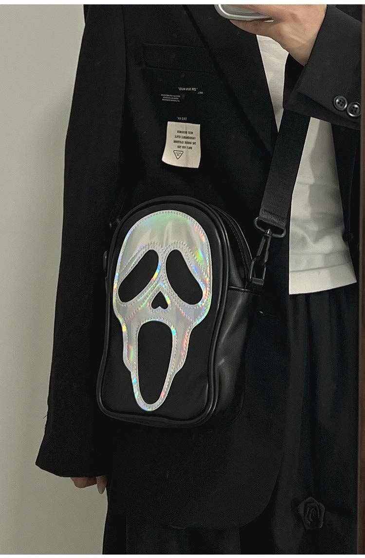 Ghost Face Leather Crossbody Bag