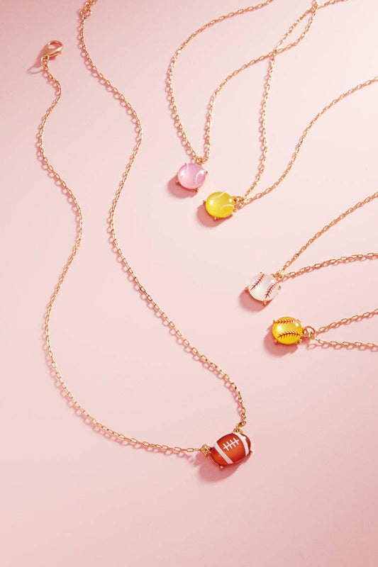 Sports Ball Shaped Faux Stone Print Short Necklace