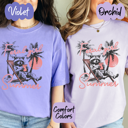 Feral Girl Summer Raccoon Comfort Colors T-Shirt