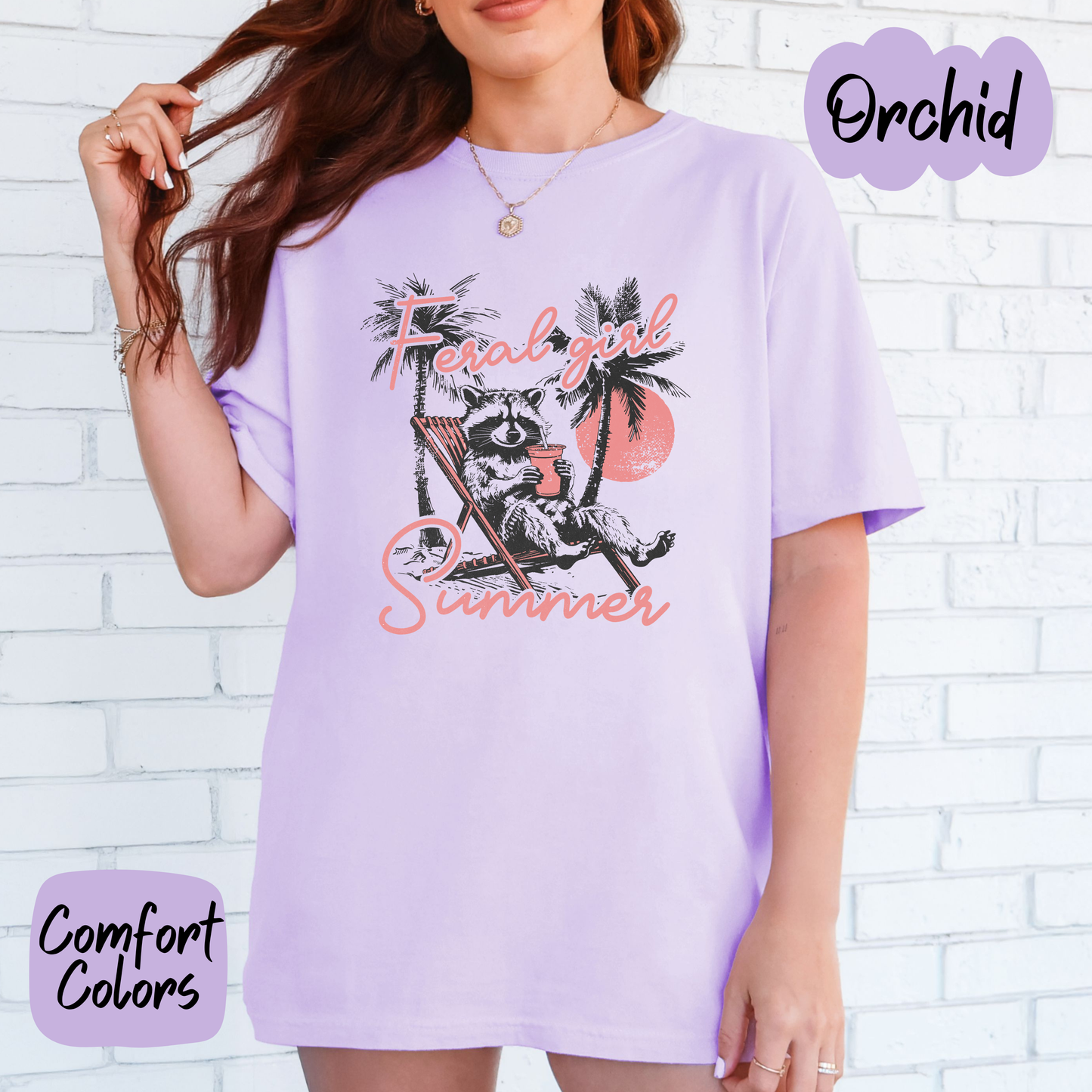 Feral Girl Summer Raccoon Comfort Colors T-Shirt