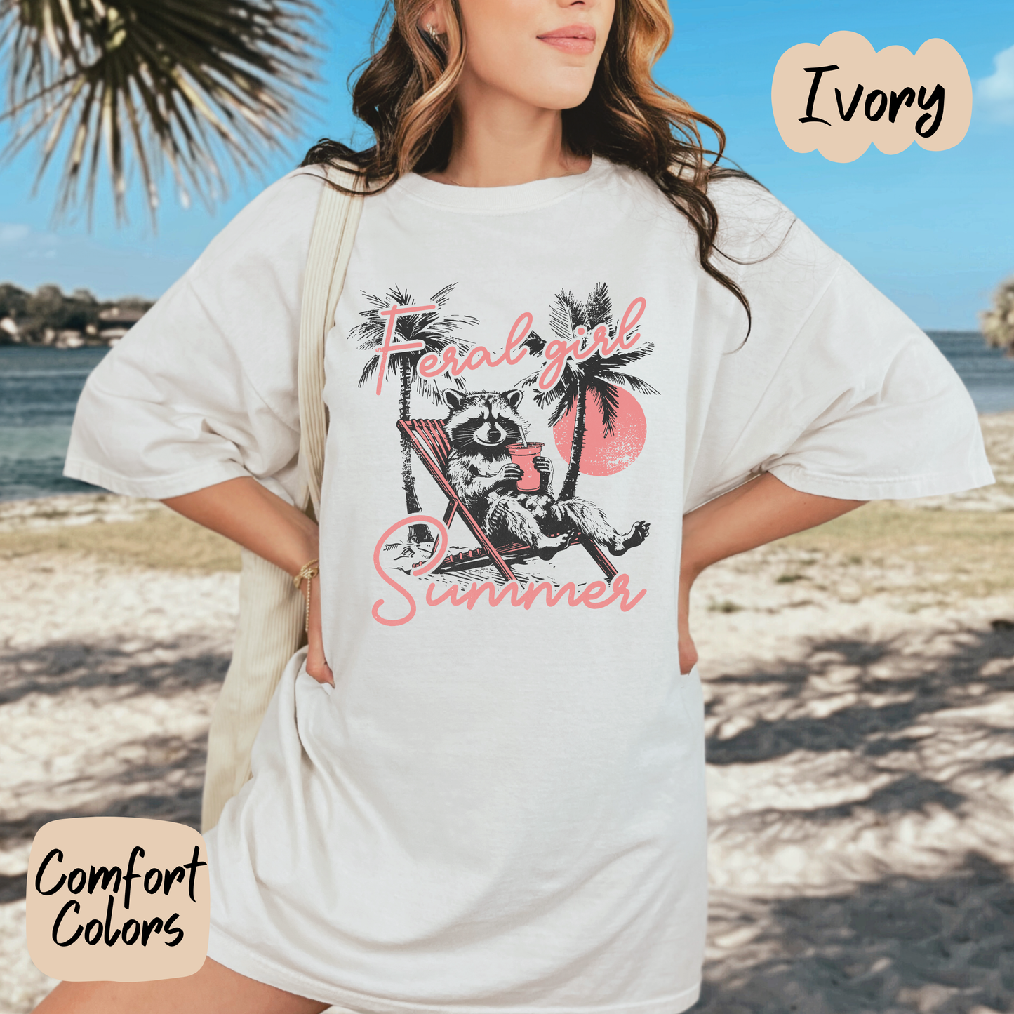 Feral Girl Summer Raccoon Comfort Colors T-Shirt