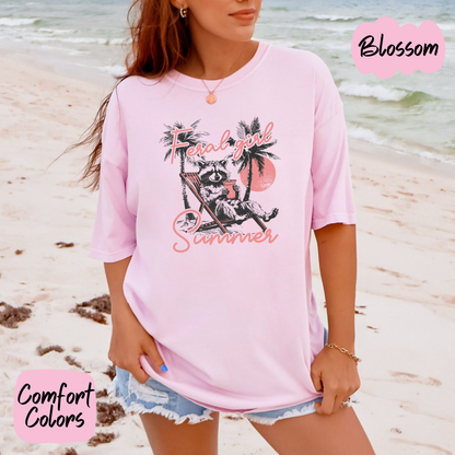 Feral Girl Summer Raccoon Comfort Colors T-Shirt