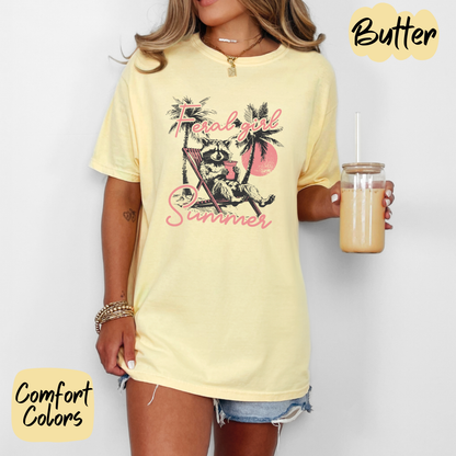 Feral Girl Summer Raccoon Comfort Colors T-Shirt