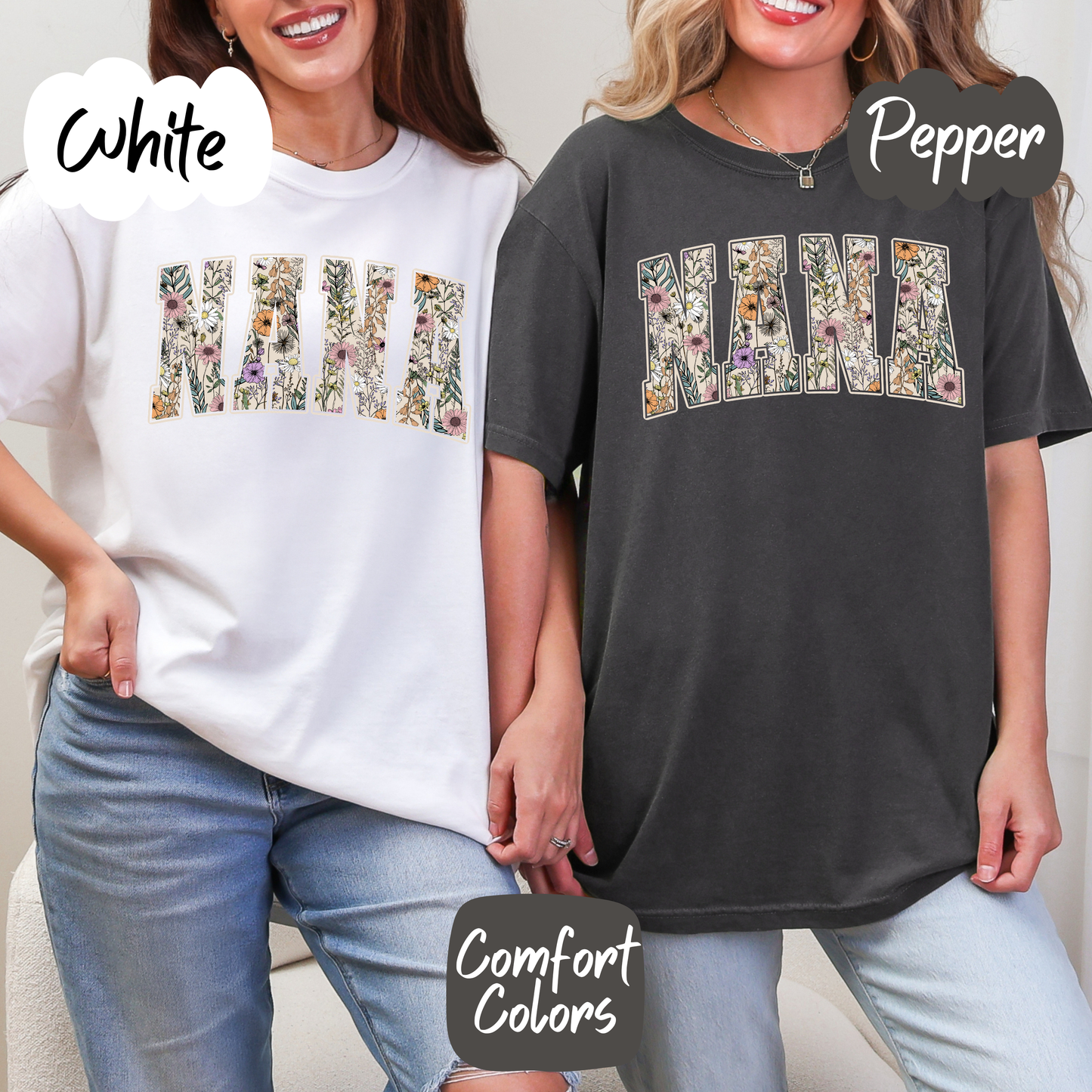 Floral Nana Comfort Colors T-Shirt