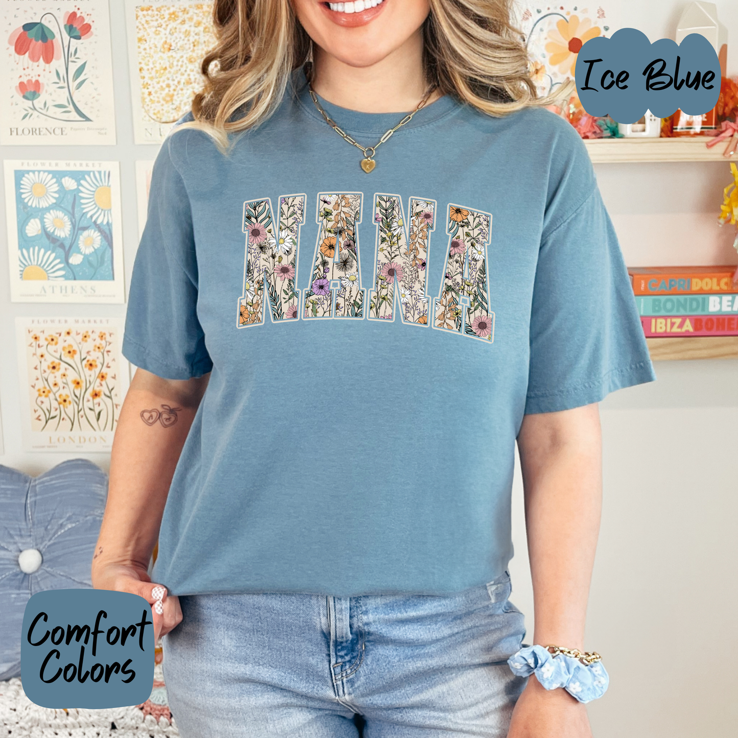 Floral Nana Comfort Colors T-Shirt