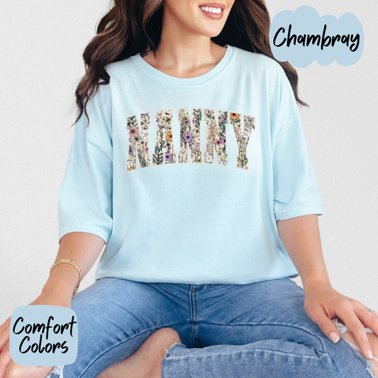 Floral Nanny Comfort Colors T-Shirt
