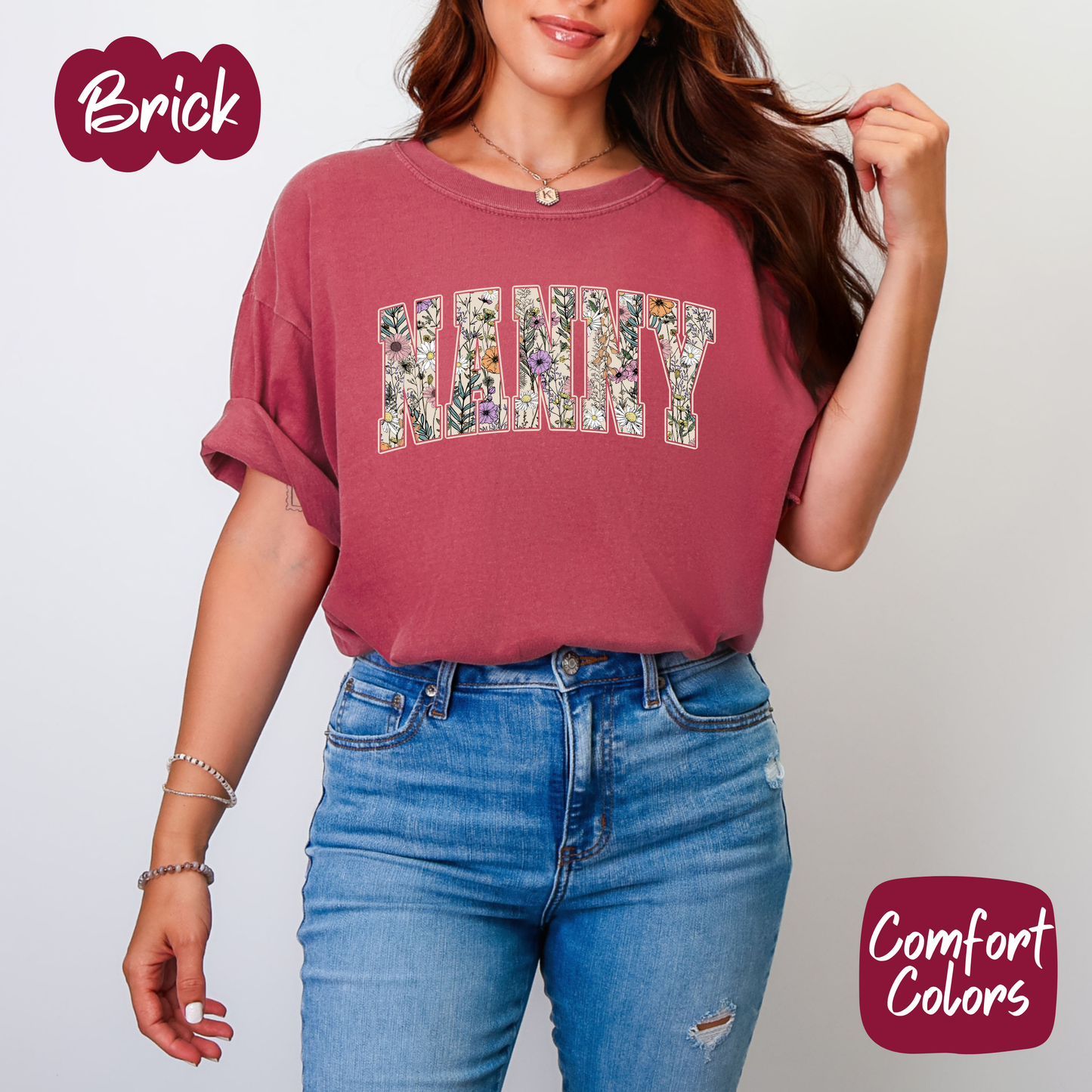 Floral Nanny Comfort Colors T-Shirt