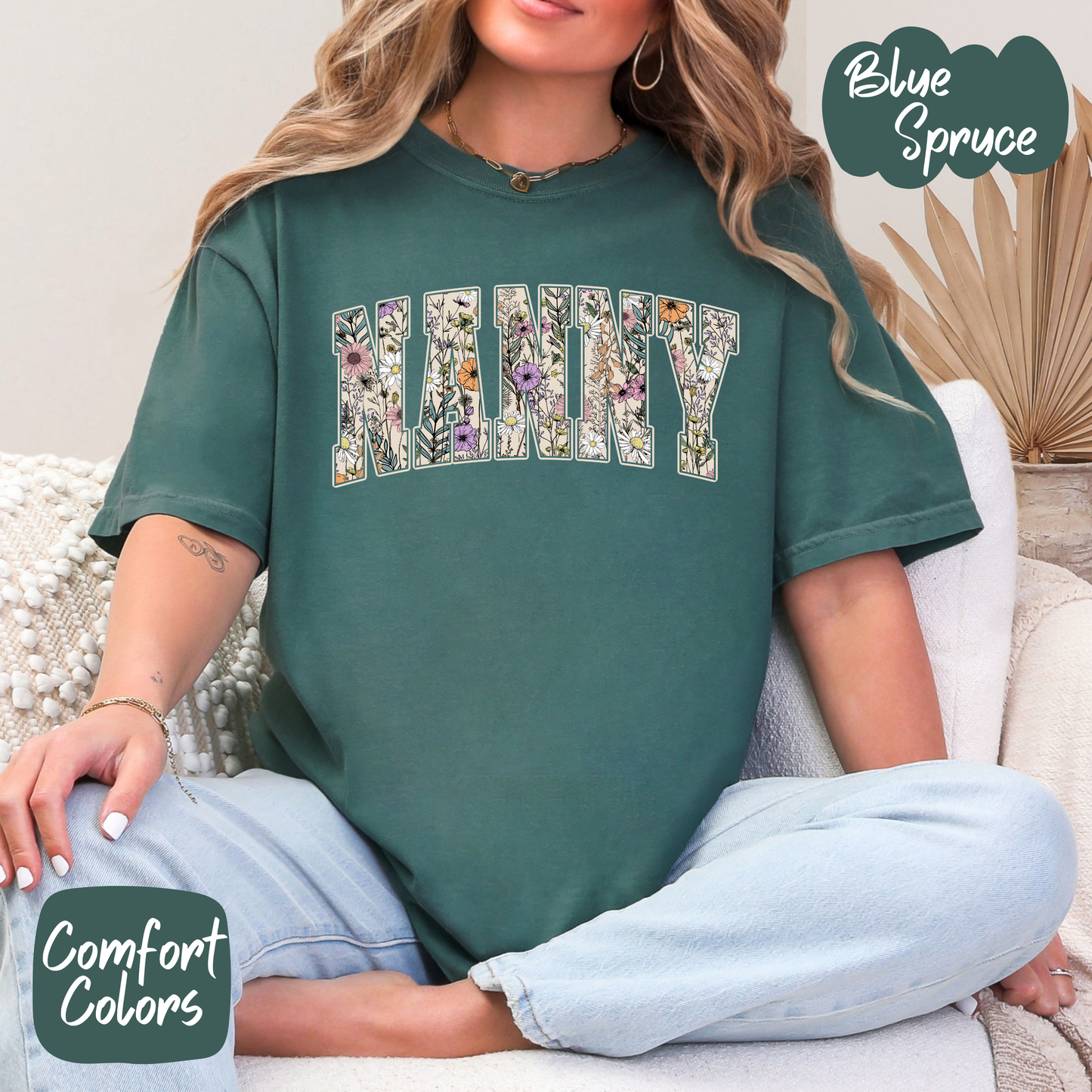 Floral Nanny Comfort Colors T-Shirt