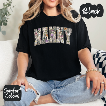 Floral Nanny Comfort Colors T-Shirt