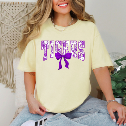 Purple and Gold Floral Tigers Shirt