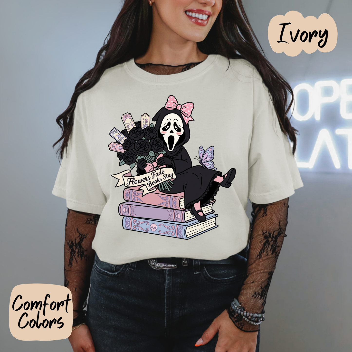Flowers Fade but Books Stay Comfort Colors T-Shirt