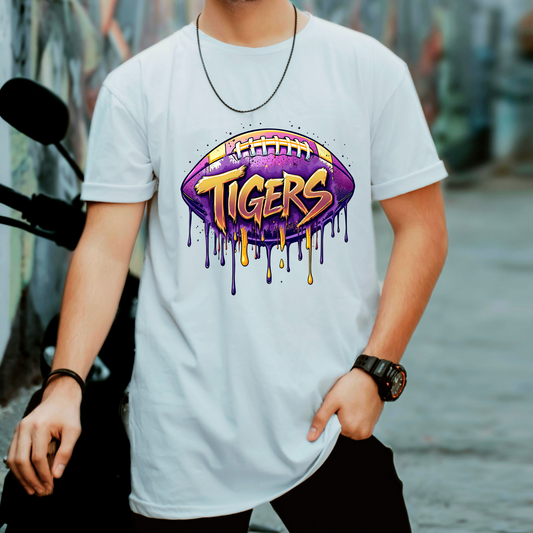 Purple and Gold Drip Football Shirt