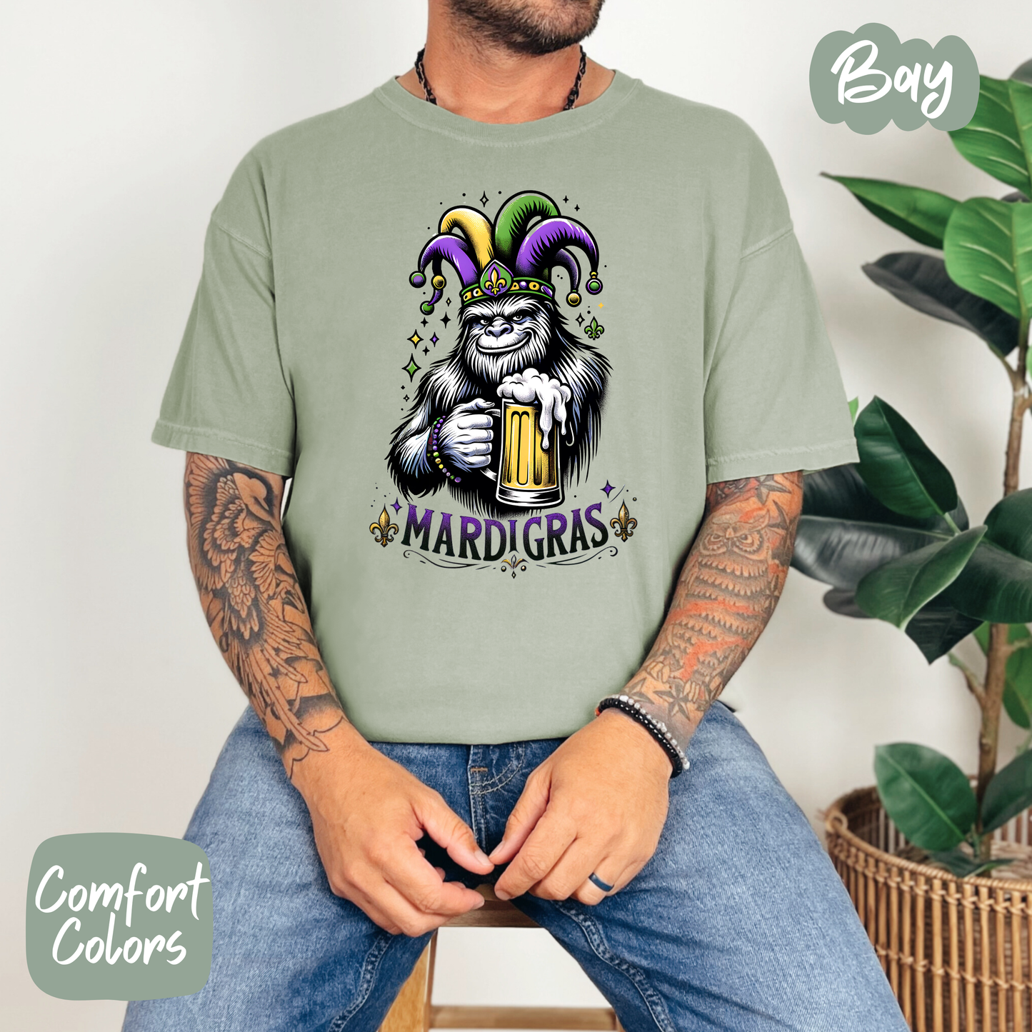 Mardi Gras Drinking Gorilla Shirt/Crewneck