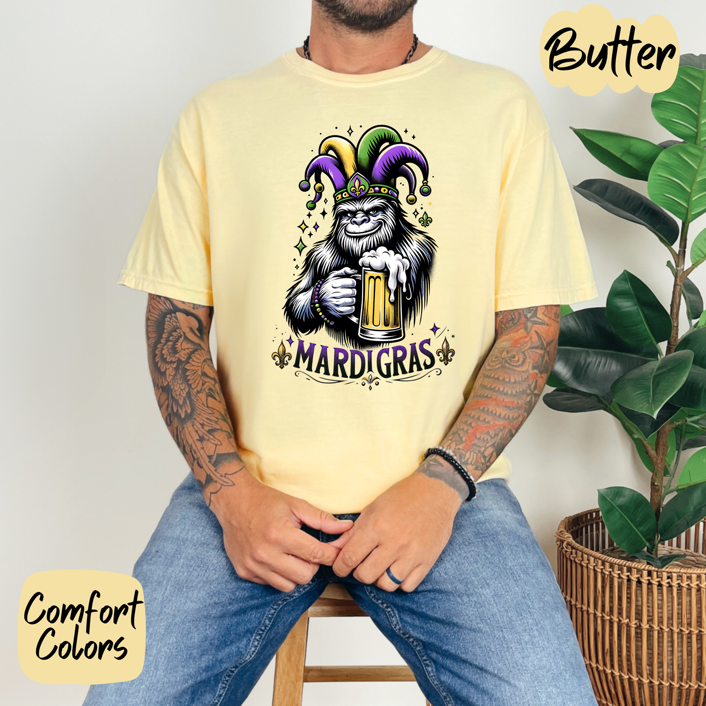 Mardi Gras Drinking Gorilla Shirt/Crewneck