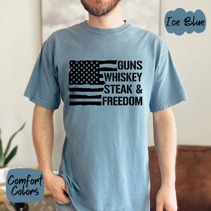 Freedom and Whiskey Flag Comfort Colors T-Shirt
