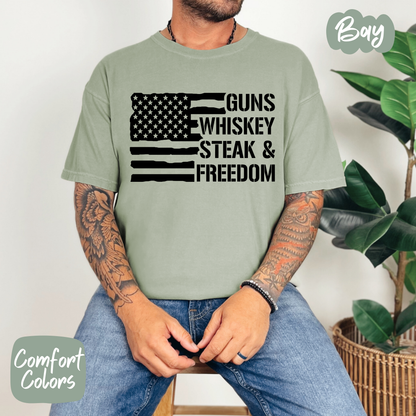 Freedom and Whiskey Flag Comfort Colors T-Shirt