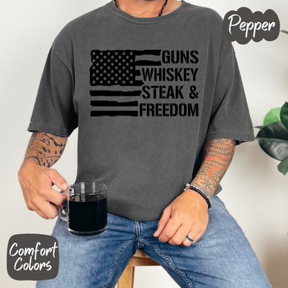 Freedom and Whiskey Flag Comfort Colors T-Shirt