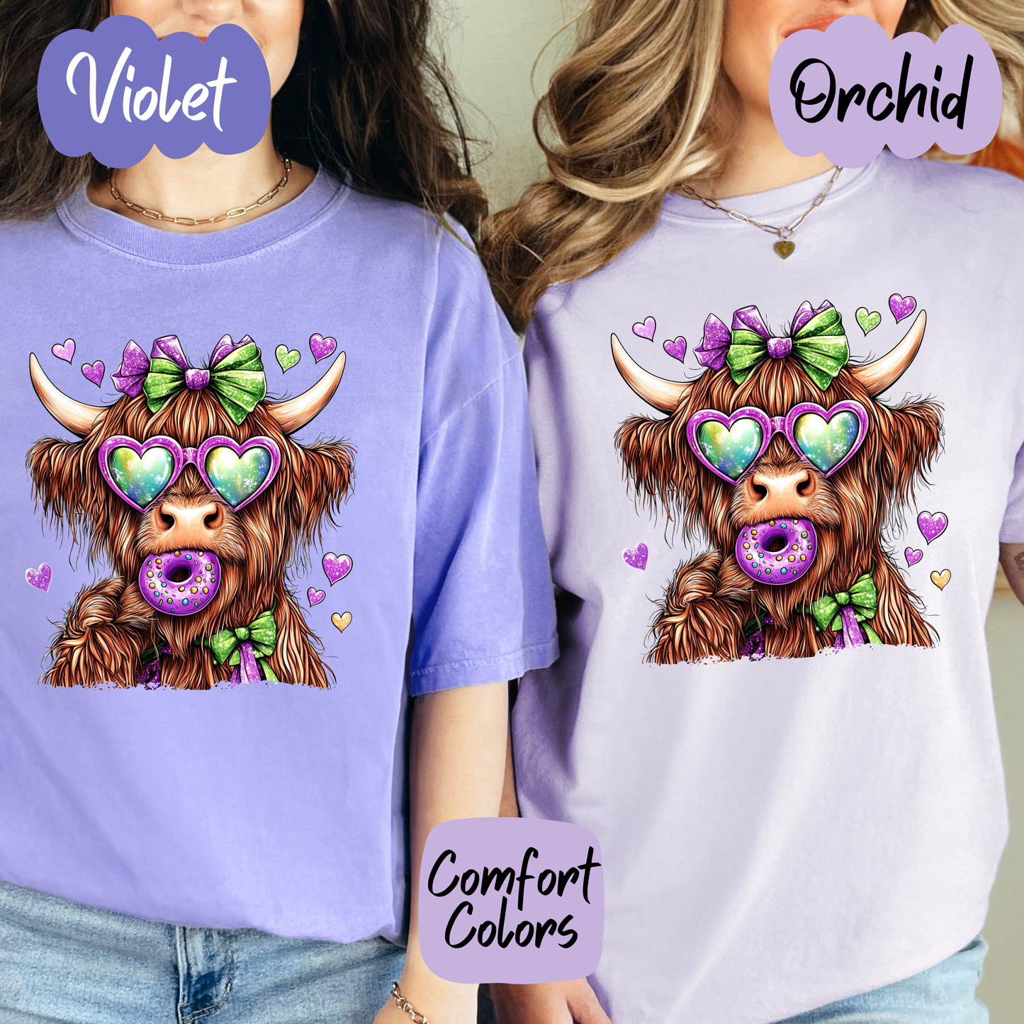 Mardi Gras Highland Cow Shirt/Crewneck