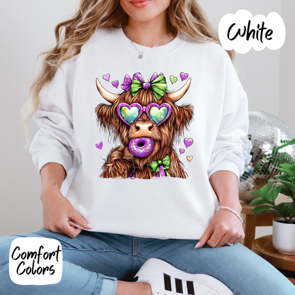 Mardi Gras Highland Cow Shirt/Crewneck