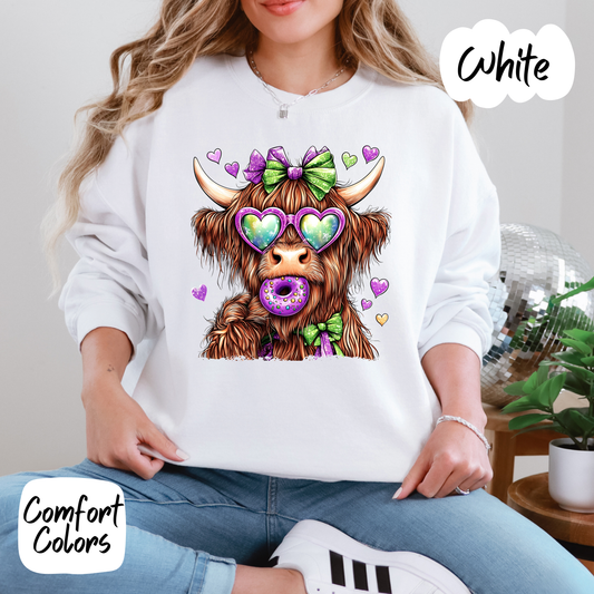 Mardi Gras Highland Cow Shirt/Crewneck
