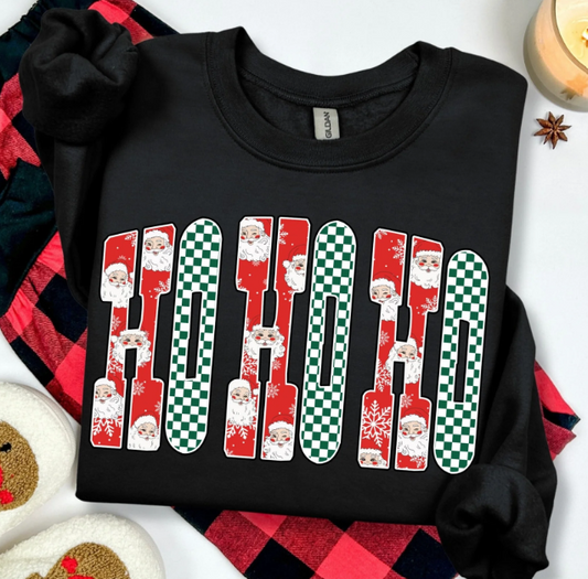 Red and Checkered Ho Ho Ho Shirt/Crewneck ~Glitter~