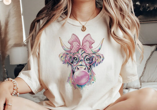 Bubble Gum Cow Shirt ~Glitter~