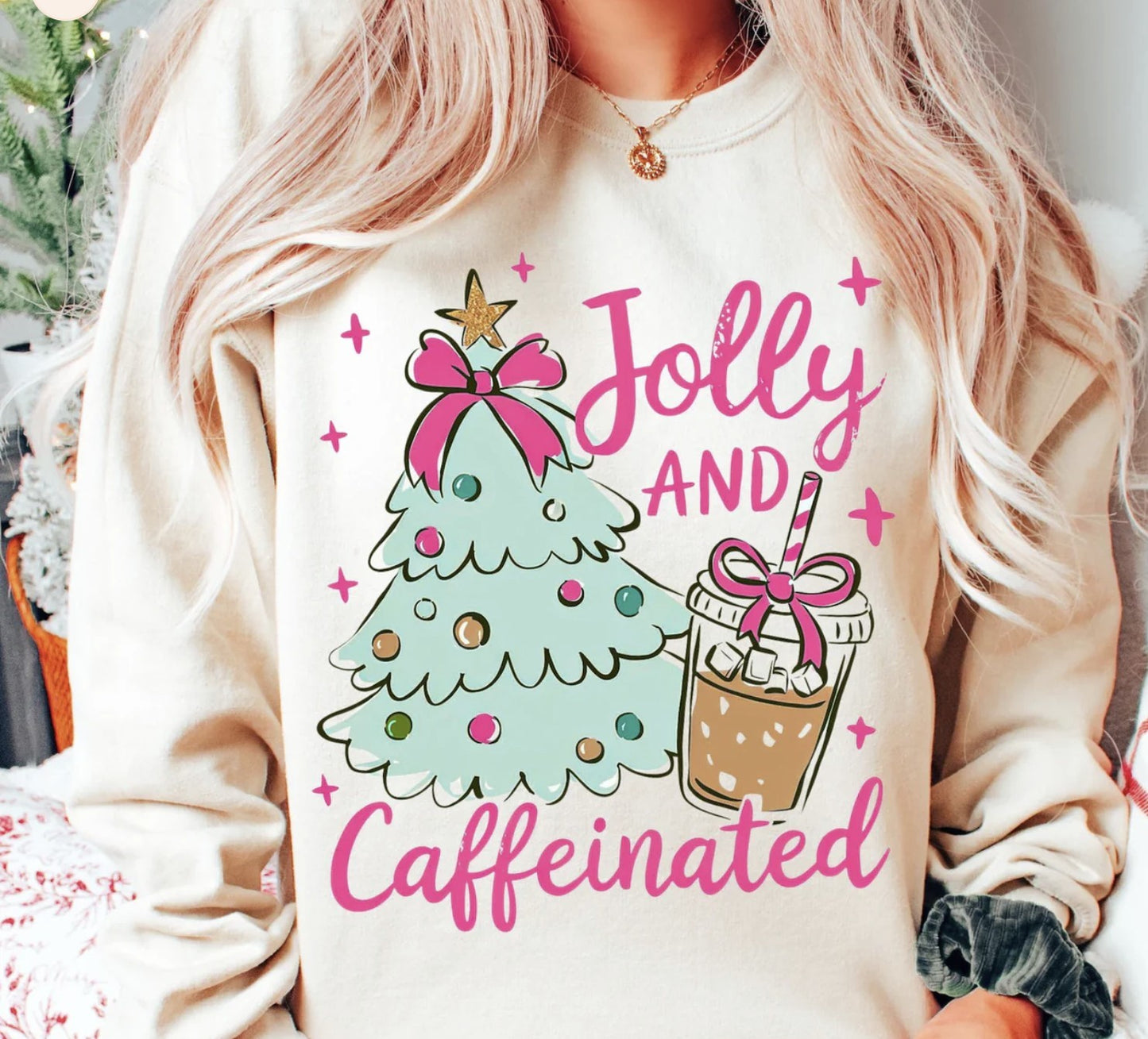 Jolly and Caffeinated Shirt ~Glitter~