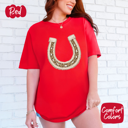 Leopard Horseshoe Comfort Colors T-Shirt