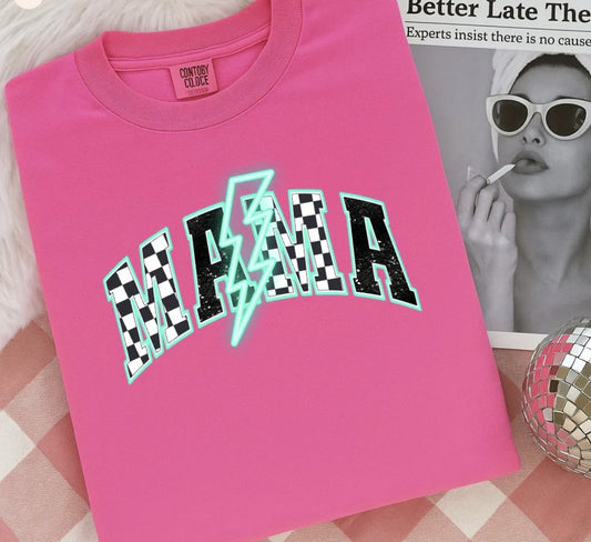 Teal Neon Mama Shirt ~Glitter~