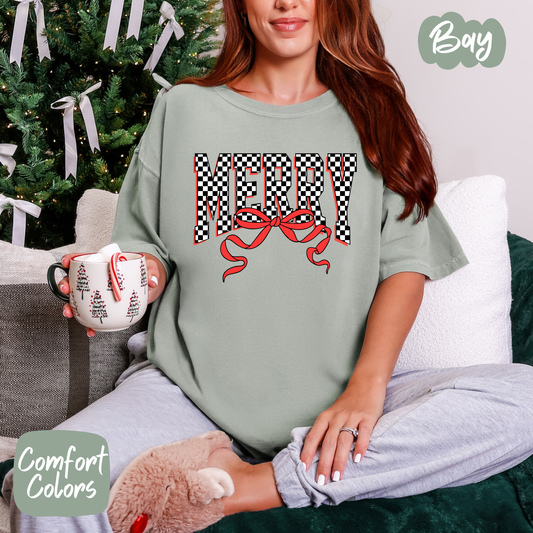 Checkered Merry Shirt/Crewneck