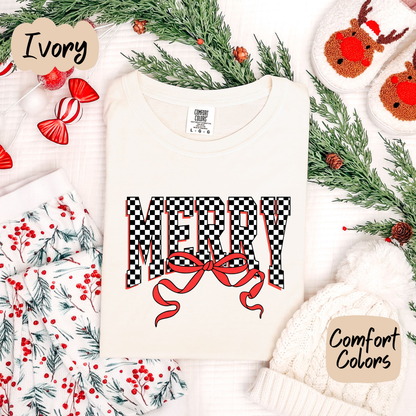 Checkered Merry Shirt/Crewneck