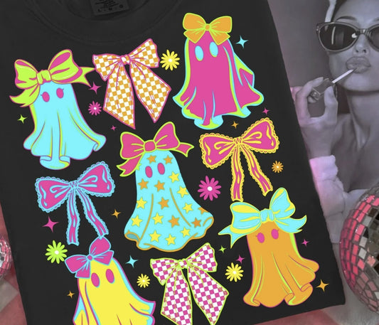Neon Ghosts Coquette Shirt ~Glitter~