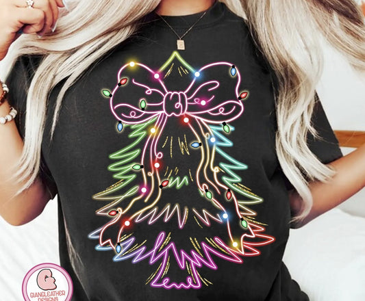 Neon Lights Christmas Tree Shirt Shirt ~Glitter~