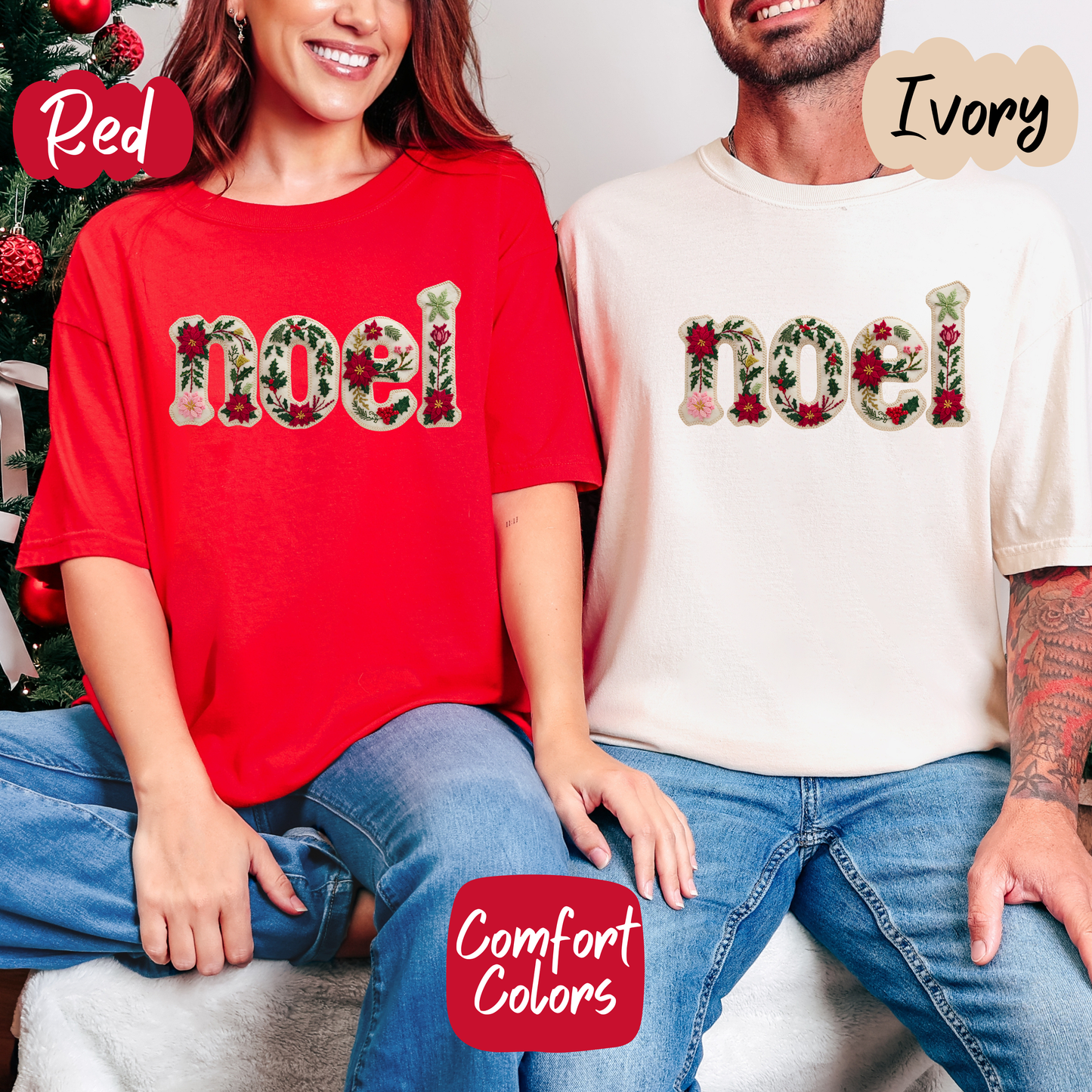 Faux Embroidered Noel Shirt/Crewneck