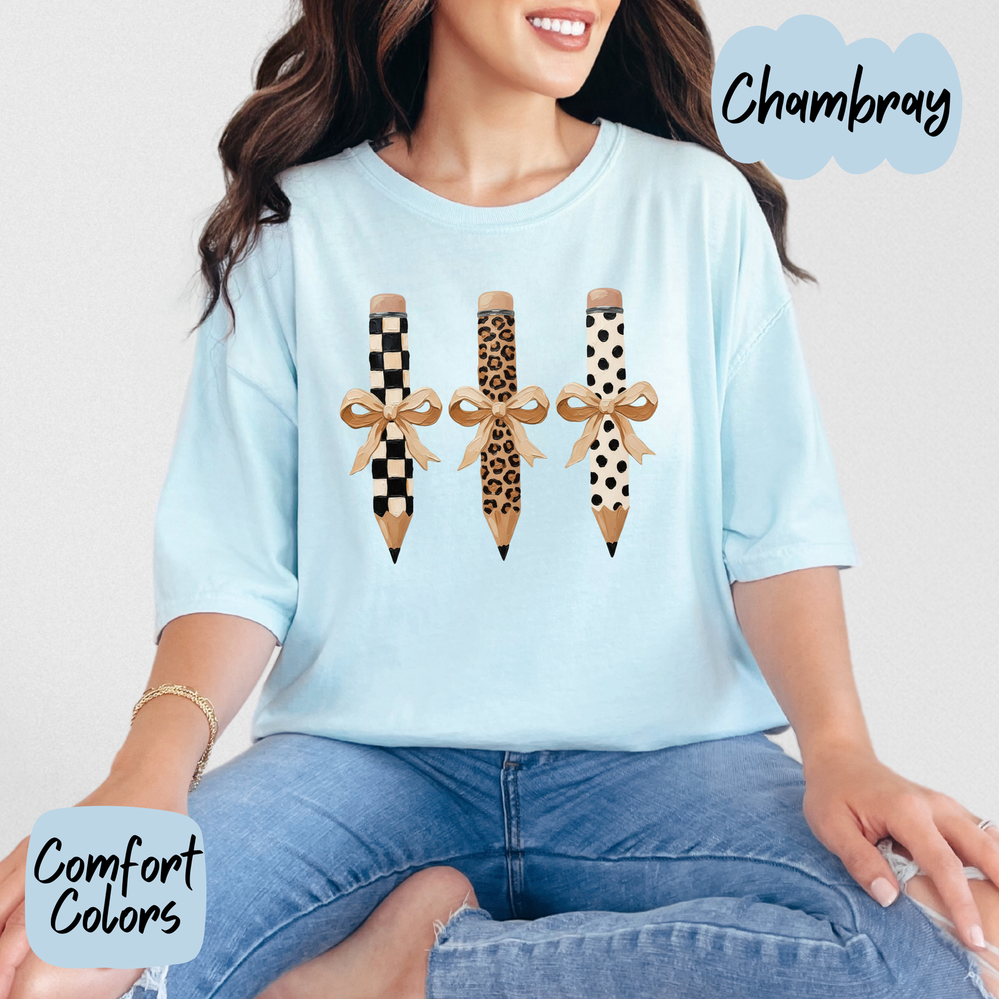 Leopard Teacher Pencils Comfort Colors T-Shirt