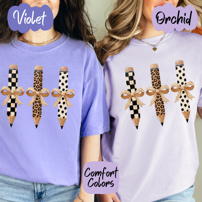 Leopard Teacher Pencils Comfort Colors T-Shirt