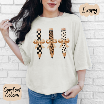 Leopard Teacher Pencils Comfort Colors T-Shirt