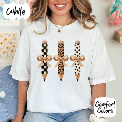 Leopard Teacher Pencils Comfort Colors T-Shirt