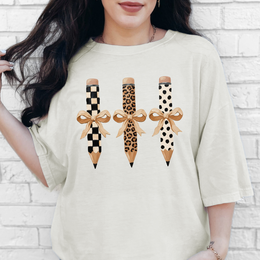 Leopard Teacher Pencils Comfort Colors T-Shirt