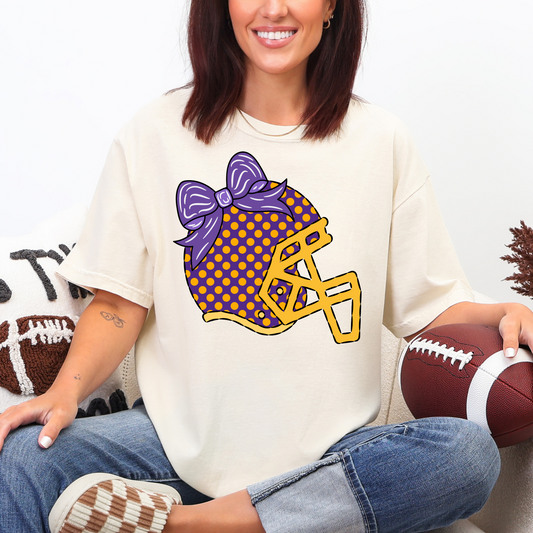 Purple and Gold Polka Dot Helmet Shirt
