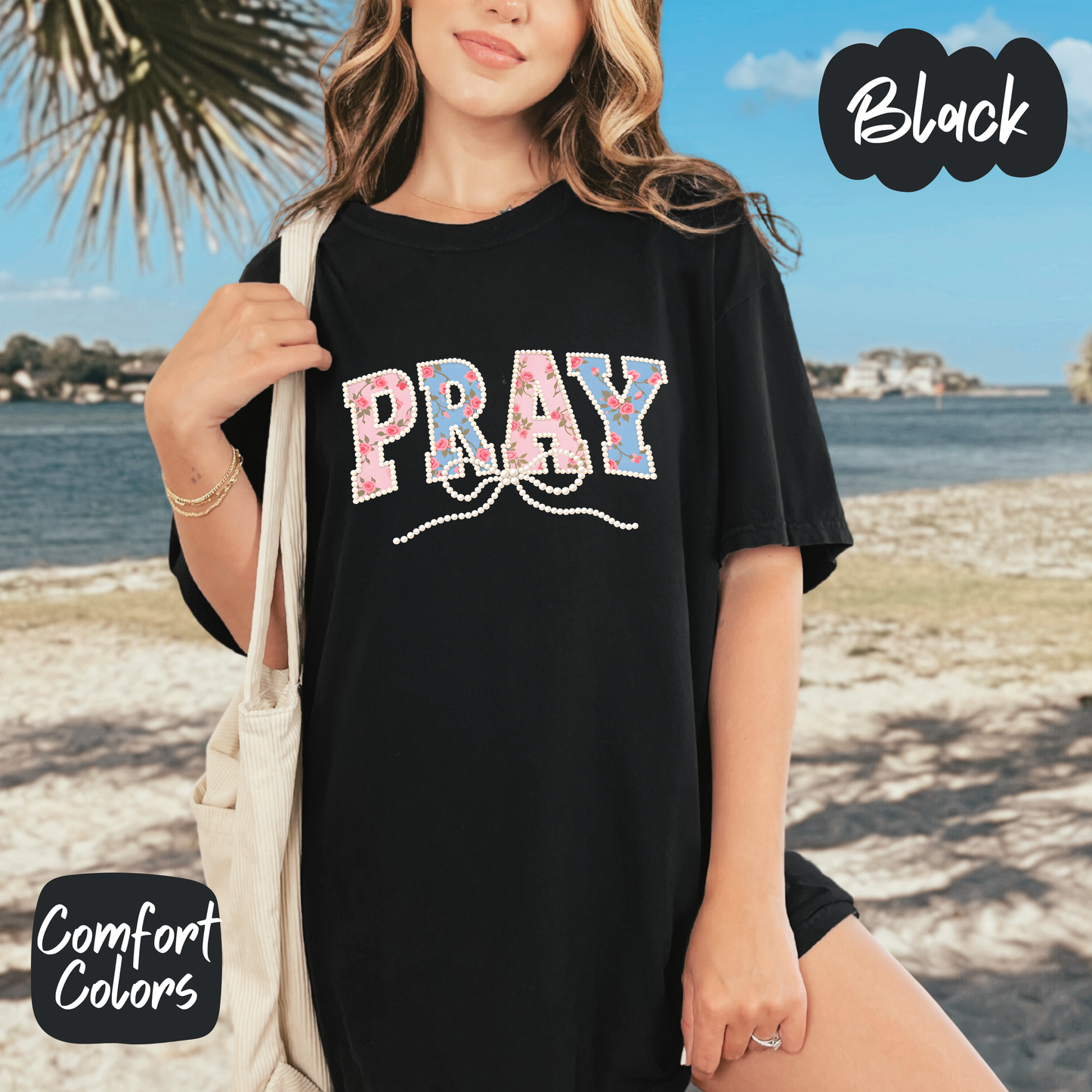 Faux Pearl Pray Comfort Colors T-Shirt