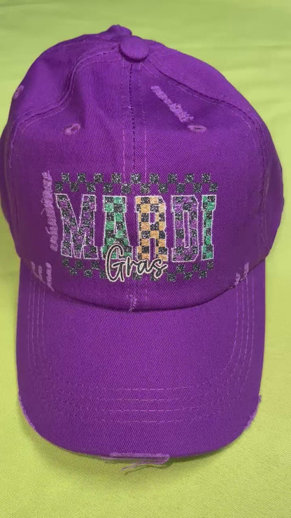 Glitter Mardi Gras Ponytail Cap