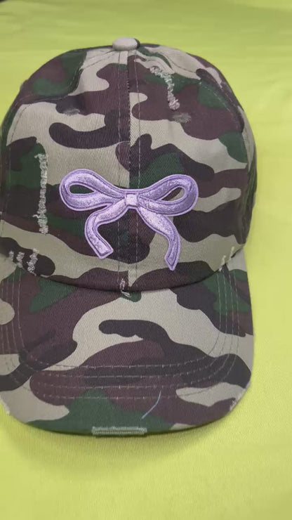 Camo Bow Ponytail Cap