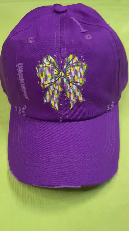 Mardi Gras Bow Ponytail Cap
