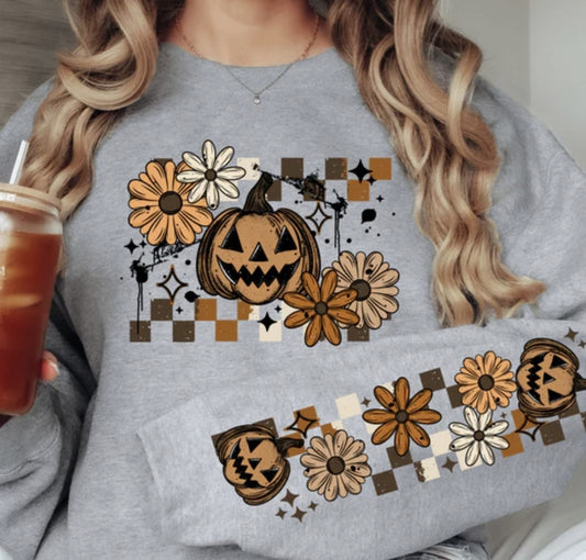 Retro Jack O Lantern Sweatshirt with Sleeves